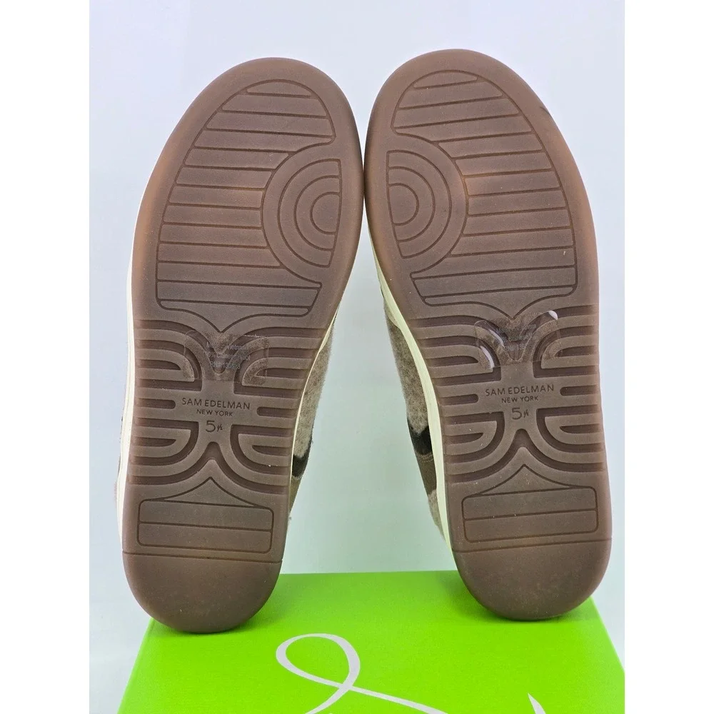 Sam Edelman Harper Cozy Sneakers Womens 5.5 Taupe Faux Fur Trim - NEW